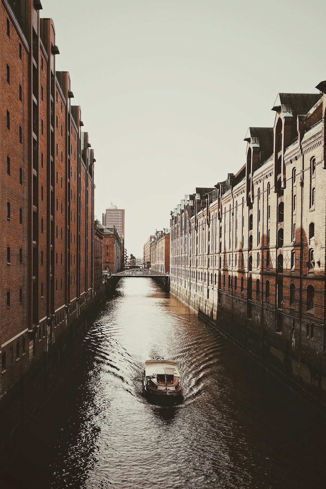 Speicherstadt warehouse district canals in Hamburg